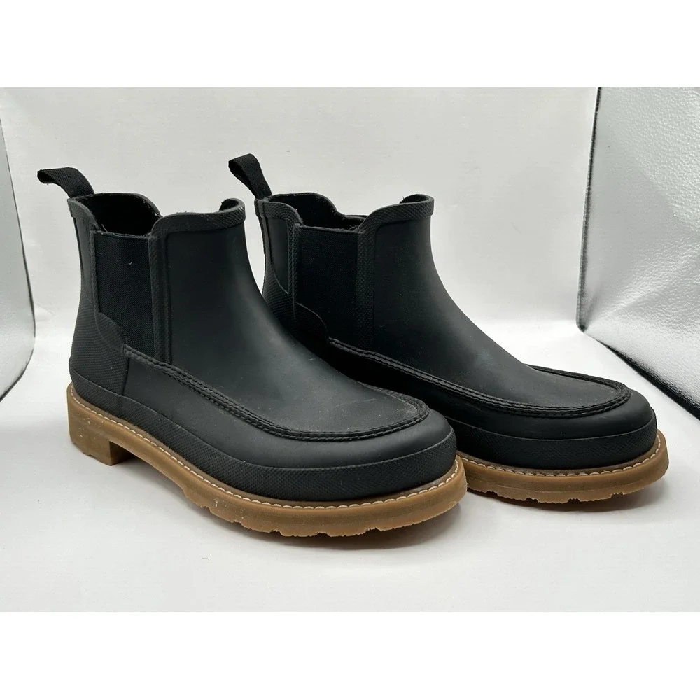 Hunter Men's Low Top Rain Boot Black Chelsea Style Size 8
